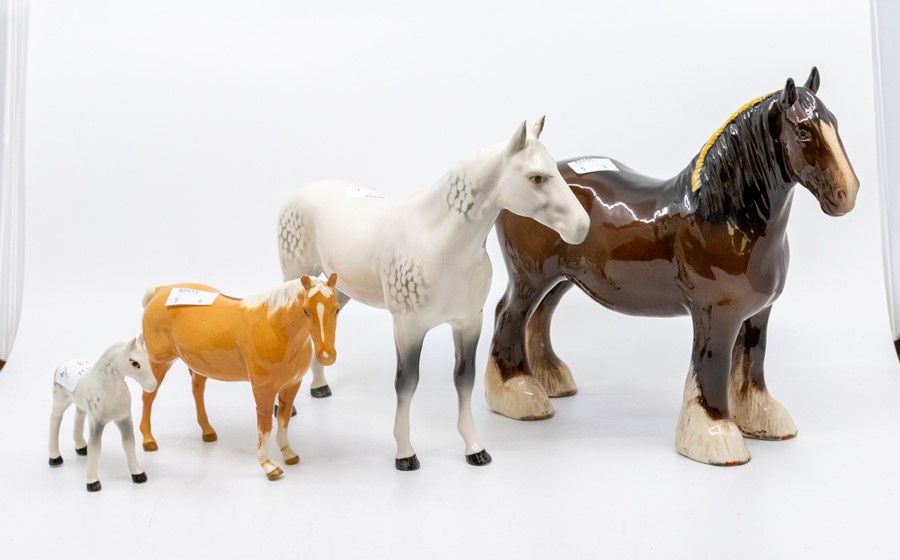 Four John Beswick horses, palomino and one is AF