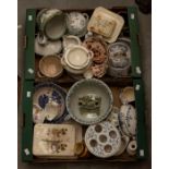19th and early 20th Century kitchen wares including sauce pots, egg holders, bowls, butter dishes,