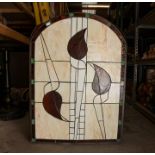 Three piece folding stained glass Art Nouveau style