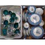 Maling ware dinner serve, blue and white, along with Denby dinner wares