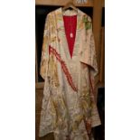 A mid 20th Century Japanese wedding kimono, with bird and foliage decoration