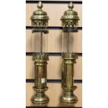 A pair of brass reproduction GWR wall oil lights, no serial numbers