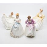 Four Royal Doulton lady figures including Ashley, Pamela, Claire and Natalie