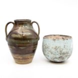 A collection of Studio Pottery to include: a John Bedding (b. 1947) blue glaze bowl, stamped on base