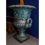 A Coalbrookdale style Garden urn, measuring 67cm high, 47cm wide