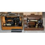 Early table top Singer and a mid 20th Century Singer sewing machine, cased