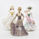 Three Coalport lady figures including The Romantic, Bride, Summer Days, First Waltz