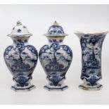 Three blue and white 18th century Dutch vases