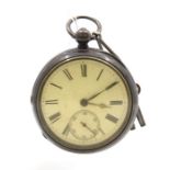 19th Century silver pocket watch, Birmingham, with second hand