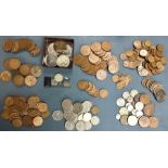 Collection of UK & World Coins, includes small amount of silver, Commemorative Crowns, WW2 general