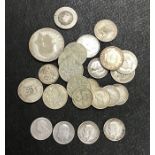 A collection of assorted pre 20 & pre 47 silver coins, Victorian and later.