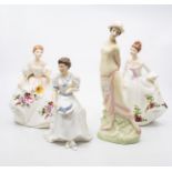 A collection of four Royal Doulton lady figures including Jean, Country Rose, Marilyn and Eliza