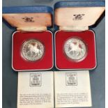 Two 1977 Silver Jubilee Sterling silver crowns, complete in boxes