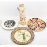 Crown Staffordshire commemorative boxing bowl, Royal Doulton Proverbs plate AF, and 19th Century