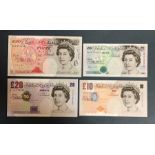 Bank of England Banknotes, M. Lowther £50, £20, £10, £5 uncirculated condition.