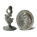 Post Medieval Seal Matrix.   Circa 17th - 18th century AD. Silver, 6.50 grams. 29.33 mm. A very nice