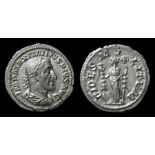 Maximinus Denarius.   AD 235 - 238. Silver, 2.75 grams. 19.97 mm. Obverse: Laureate bust right,