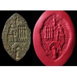 Rare Medieval Seal Matrix of Archbishop Robert Kilwardby.  Circa, 1273-1279 AD. Copper-alloy, 47