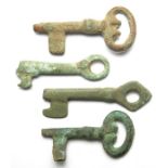 Medieval & Post Medieval Keys.   Circa 14th - 17th century AD. Size: 32.08 - 38.28 mm. A