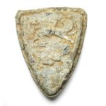 Large Medieval Trade Weight.   Circa 14th century AD. Size: 73.59 mm. A large one-pound shield