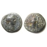 Domitian denarius.  Issues as Augustus, 81 - 96 AD. Silver, 2.95g, 18 mm. Obverse: Laureate bust