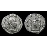 Maximinus Denarius.  AD 235 - 235. Silver, 3.46 grams. 20.05 mm. Obverse: Laureate bust right, IMP