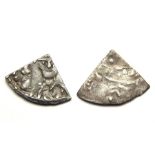 William I and Henry I Cut Farthings.  Circa, 1070 - 72, 1125 - 35 AD. Silver, 0.25 grams, 9 mm. 0.31
