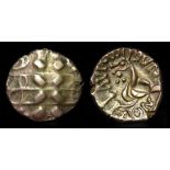 Corieltavi, Volisios Dumnovellaunos gold stater. Circa AD 43-47. Obverse: VOL[I] SIO[S] in two lines