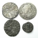 Mixed Coin Group.   Including two pennies from the reign of Edward I, an Anglo-Saxon sceattas.