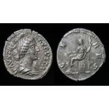 Faustina Junior Denarius.   AD 147 - 175. Silver, 3.06 grams. 19.26 mm. Obverse: Draped bust