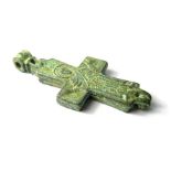 Byzantine Reliquary Cross.    Copper-alloy, 31.32 grams. 76.70 mm. Circa 10th-12th century AD. A