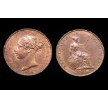 Victoria Halfpenny 1843.  Copper, 9.5 grams. 28.08 mm. Obverse: Young head left, date below.