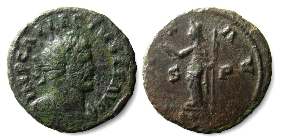 Allectus Antoninianus.   Summer AD 293 - early 296. Billon, 3.38 grams. 22.02 mm. Obverse: Radiate