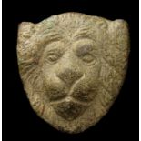 Lion Head Mount.  Post medieval. Copper-alloy, 26mm x 24mm, 9.5g. A heavy cast bronze fitting in the