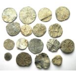 Post Medieval Lead Tokens.  Circa 16th-18th century AD. A good collection of various styles and