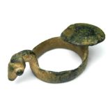 Zoomorphic Tether Ring.  Circa 12th-15th century AD. Copper-alloy, 51mm x 28mm x 17mm, 22.2g. A