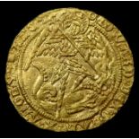 Edward IV Gold Angel.  Second Reign, 1471-83 AD. Gold, 29mm, 5.03g. Obverse: St Michael slaying a