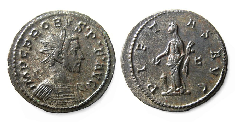 Probus Antoninianus.  AD, 276 - 282. Billon, 3.81 grams. 23.58 mm. Obverse: Radiate bust right,