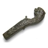 Post Medieval Knife Handle.    Circa 17th century AD. Size: 76.51 mm. A heavy cast bronze knife