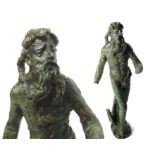 Roman Statuette of Neptune/Poseidon. Circa 1st-4th century AD. Copper-alloy, 147.7 grams. 108.5
