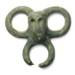 Celtic Strap Junction.   Circa 50 BC - 50 AD. Copper-alloy, 8.99 grams. 29.84 mm. An anthropomorphic