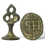 Stuart Period Seal Matrix.  Circa 17th century AD. Copper-alloy, 5.32 grams. Size: 29.38 mm. A