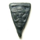 Anglo-Saxon Pressblech Die.   Circa 8th - 9th century. Size: 32.36 mm. A cast bronze triangular