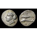 Ancient Greek, Paphlagonia, Sinope.  Circa 330-300 BC. AR Drachm or Siglos. Silver, 4.9 grams.