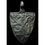 Medieval Heraldic Harness Pendant.  Sire Henry de Beaumont, before 1280 - 1340 AD. He bore: "Azure