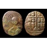 Byzantine Romanus III Follis.  AD 1028-34. Bronze, 10.42 grams. 31.29 mm. Obverse: Christ facing