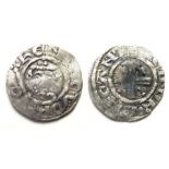 Richard I Penny.  1189-99 AD. Silver, 1.38g. 19 mm. Obverse: Crowned facing bust with sceptre. +