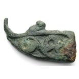 Celtic Knife Handle.   Bronze, 25.27 grams. 46.55 mm. A rare piece of Iron Age metal-work. The piece