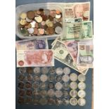 Collection of UK/World Coins & UK/World Banknotes, includes 34 collectible 50p coins & 7 limited