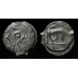 Cantiaci Thurrock Type Potin.   Circa 100 BC, copper/tin. 2.55 grams, 18.29 mm. Obverse: Outline